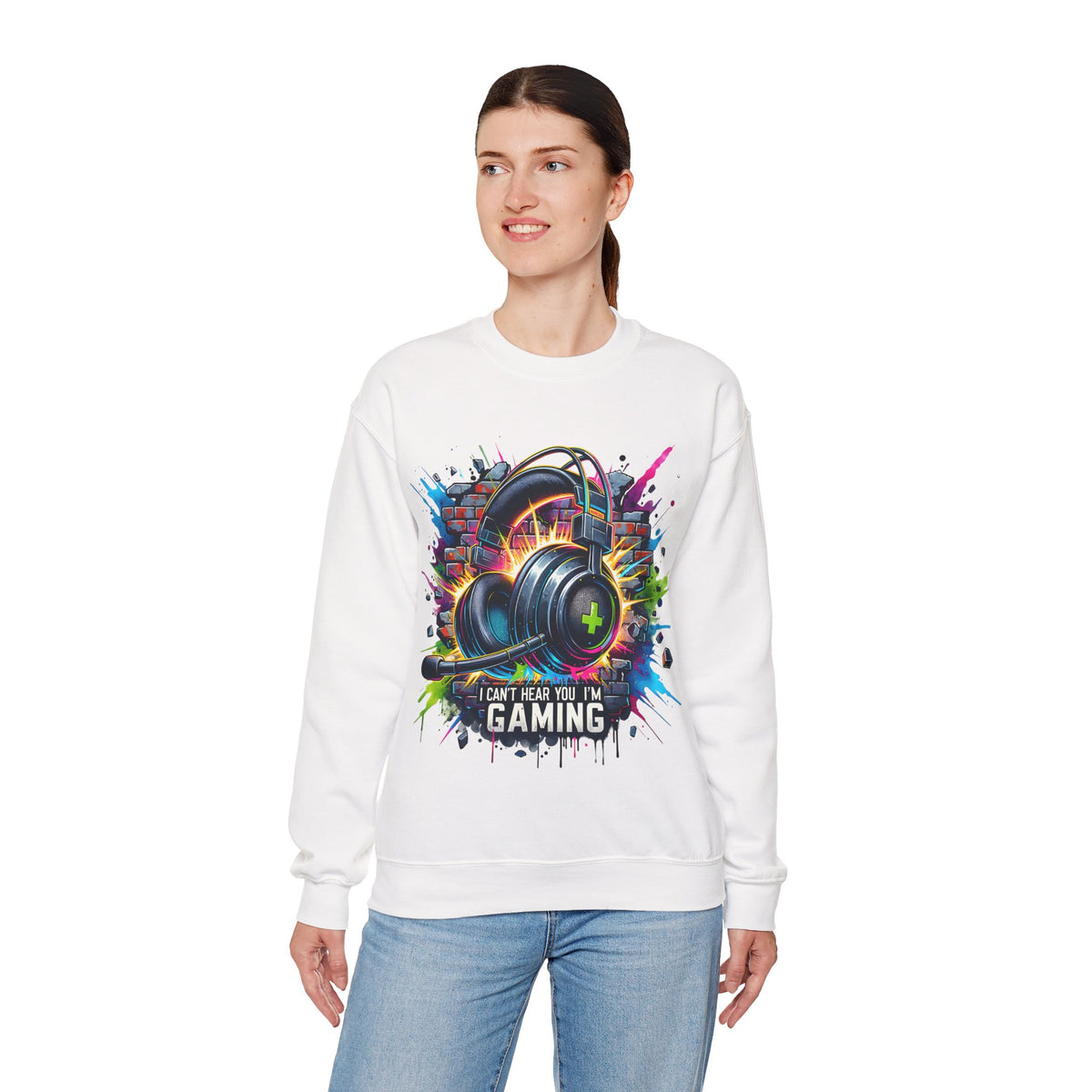 Gaming Headset I Can't Hear You, I'm Gaming – Gildan Heavy Blend | Trendy Women’s and Men's Soft Sweatshirt. Direct to Garment. Printed & Shipped in the USA. Unisex Sizes.