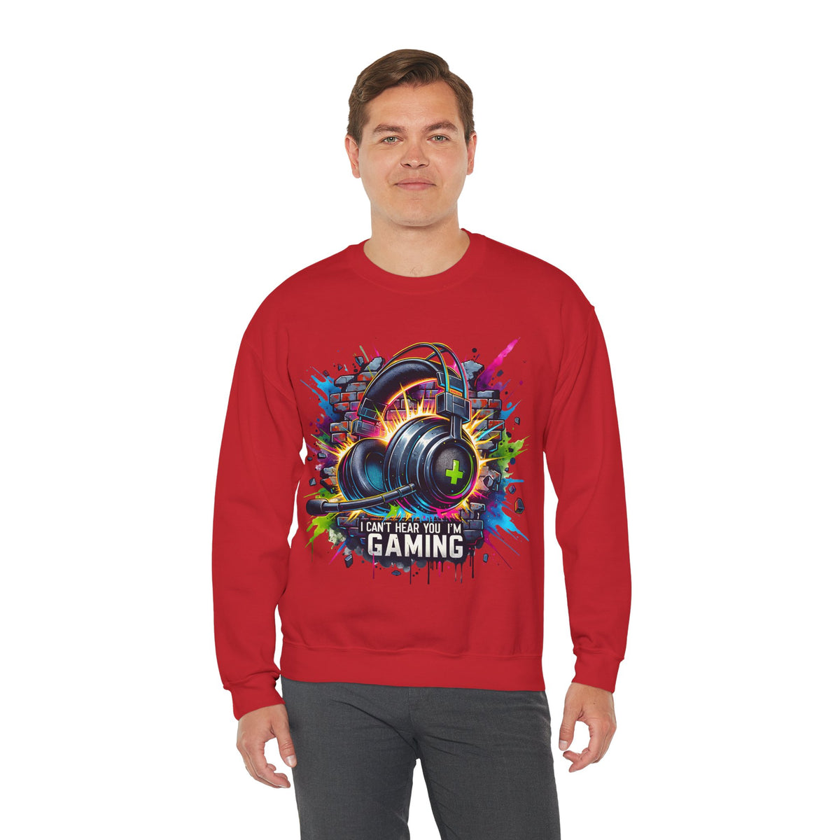 Gaming Headset I Can't Hear You, I'm Gaming – Gildan Heavy Blend | Trendy Women’s and Men's Soft Sweatshirt. Direct to Garment. Printed & Shipped in the USA. Unisex Sizes.