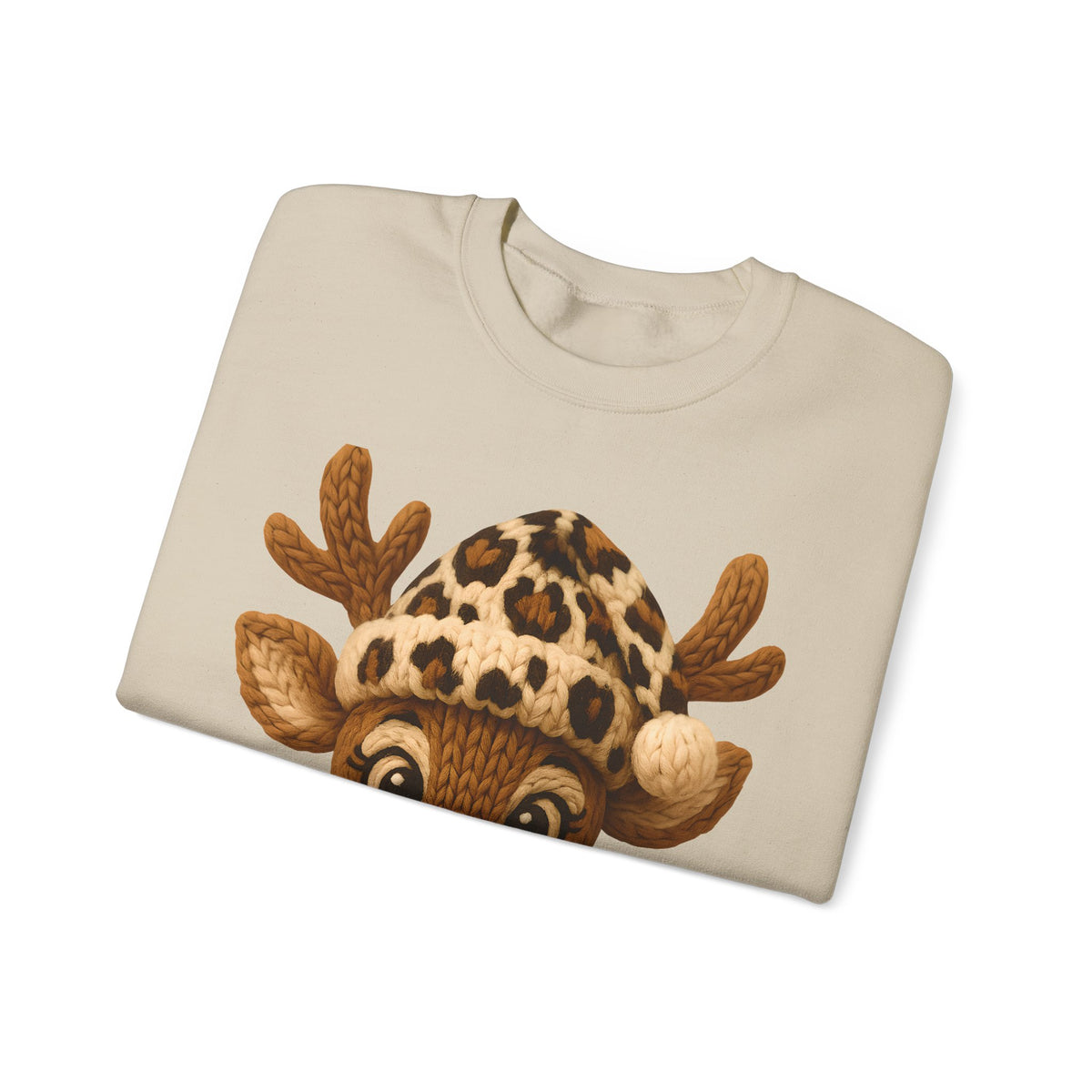 Rudolph Reindeer Leopard Santa Hat Christmas – Gildan Heavy Blend | Trendy Women’s Soft Sweatshirt. Direct to Garment. Printed & Shipped in the USA. Unisex Sizes.
