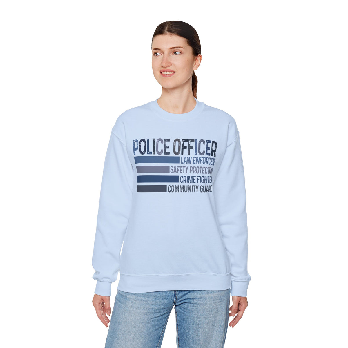 Police Officer - Description – Gildan Heavy Blend | Trendy Men's and Women’s Soft Sweatshirt. Direct to Garment. Printed & Shipped in the USA. Unisex Sizes.