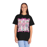 Coquette Pastel Christmas Nutcracker Trio Pink and Green - Comfort Colors | Trendy Women's T-Shirt. Direct to Garment. Printed & Shipped in the USA. Unisex Sizes.