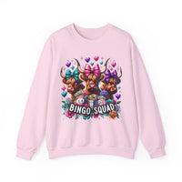 Cute Highland Cows Bingo Squad – Gildan Heavy Blend | Trendy Women’s Soft Sweatshirt. Direct to Garment. Printed & Shipped in the USA. Unisex Sizes.
