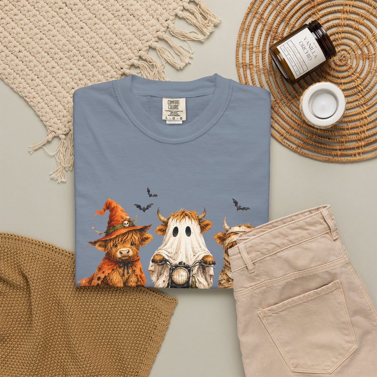 Highland Cows Halloween Costumes - Comfort Colors | Trendy Women's T-Shirt. Direct to Garment. Printed & Shipped in the USA. Unisex Sizes.