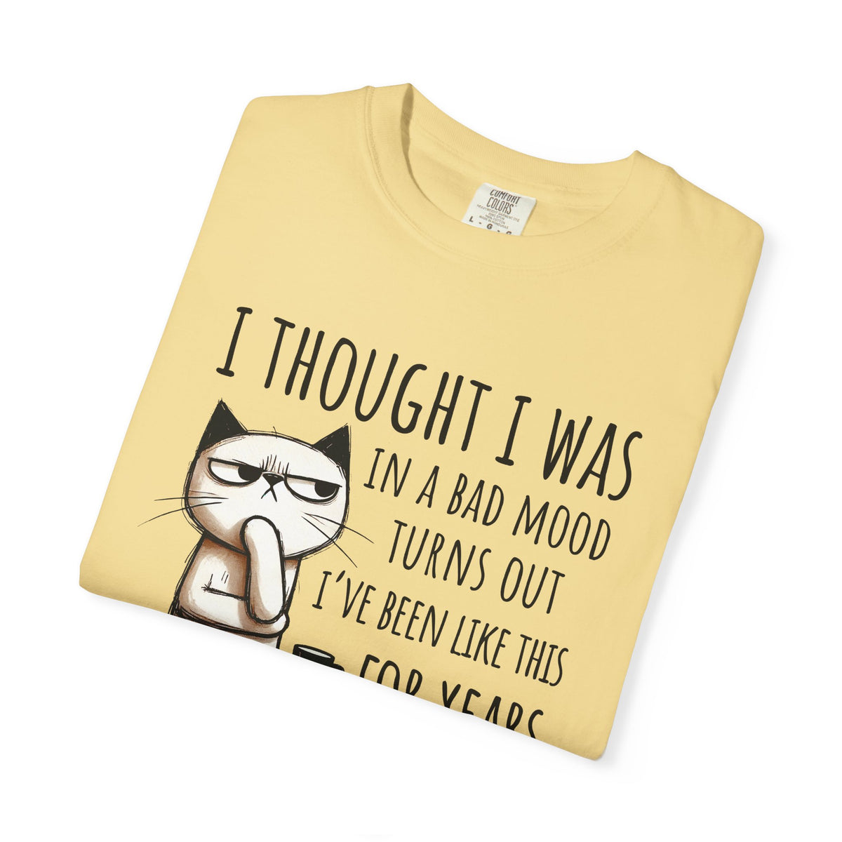 I Thought I Was In A Bad Mood, Grumpy Cat - Comfort Colors | Trendy Men's and Women's T-Shirt. Direct to Garment. Printed & Shipped in the USA. Unisex Sizes.