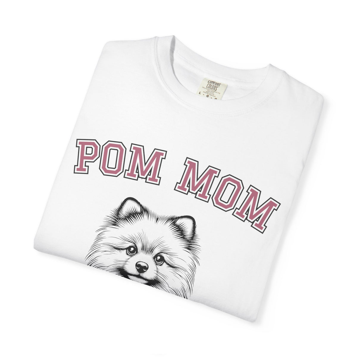 Pom Mom, Varsity - Comfort Colors | Trendy Women's T-Shirt. Direct to Garment. Printed & Shipped in the USA. Unisex Sizes.