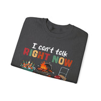 Can't Talk Right Now, Doing Hot Dad Stuff, Funny Gift For Dad – Gildan Heavy Blend | Trendy Men's Soft Sweatshirt. Direct to Garment. Printed & Shipped in the USA. Unisex Sizes.