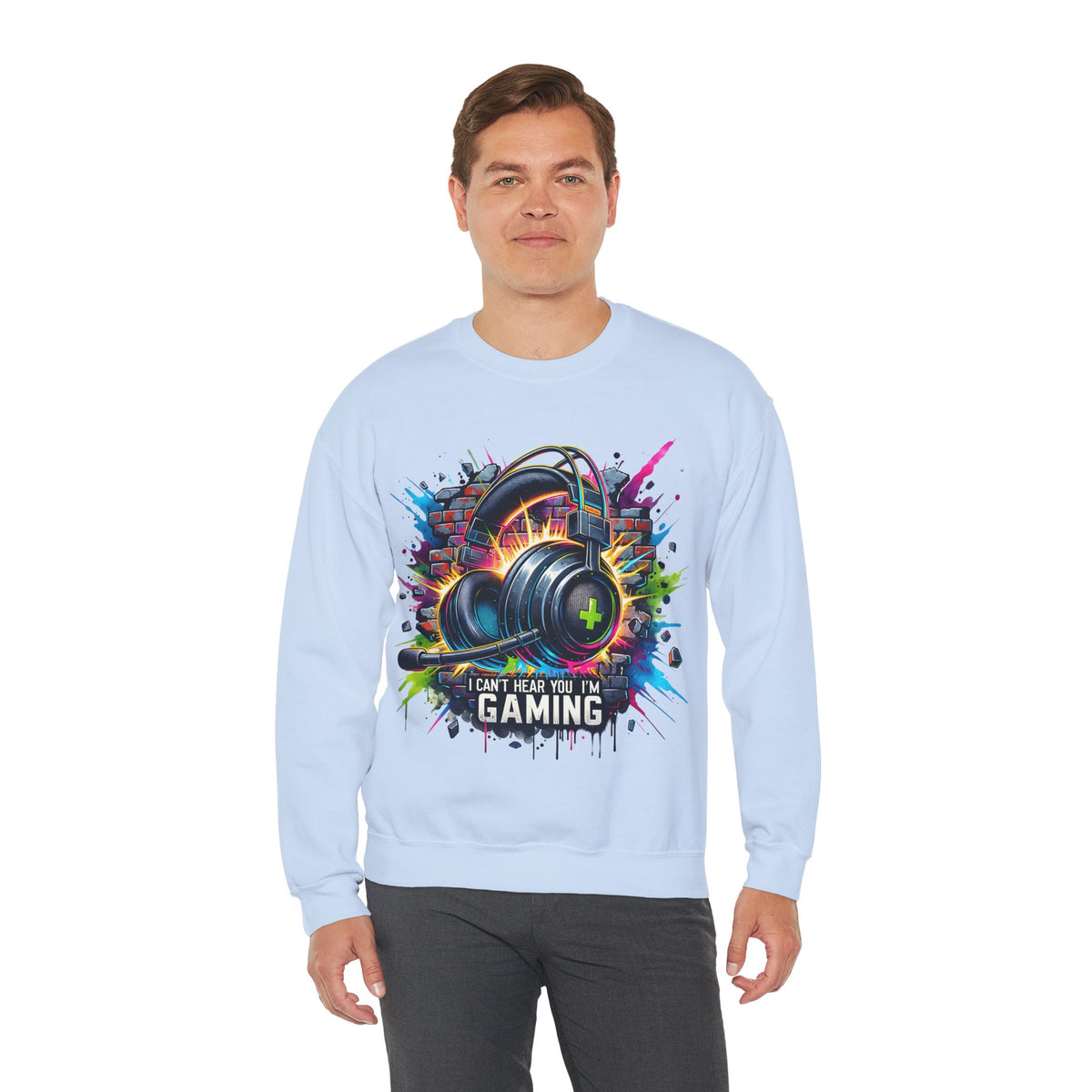 Gaming Headset I Can't Hear You, I'm Gaming – Gildan Heavy Blend | Trendy Women’s and Men's Soft Sweatshirt. Direct to Garment. Printed & Shipped in the USA. Unisex Sizes.