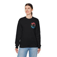 Sun Salt Sand, Beach Sunset - Front & Back Print – Gildan Heavy Blend | Trendy Women’s and Men's Soft Sweatshirt. Direct to Garment. Printed & Shipped in the USA. Unisex Sizes.