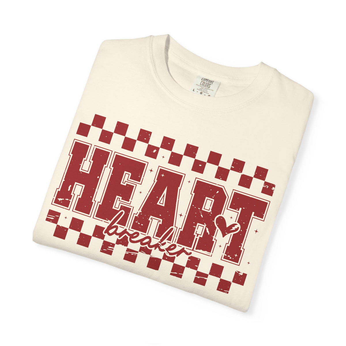 Heart Breaker, Red Checkered Distressed - Comfort Colors | Trendy Women's T-Shirt. Direct to Garment. Printed & Shipped in the USA. Unisex Sizes.