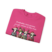 Christmas Cows - Probably Just Gonna Jingle Some Of The Way – Gildan Heavy Blend | Trendy Women’s and Men's Soft Sweatshirt. Direct to Garment. Printed & Shipped in the USA. Unisex Sizes.