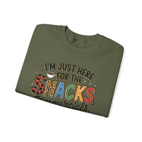 I’m Just Here for the Snacks, Commercials & Halftime Show – Gildan Heavy Blend | Trendy Women’s Soft Sweatshirt. Direct to Garment. Printed & Shipped in the USA. Unisex Sizes.