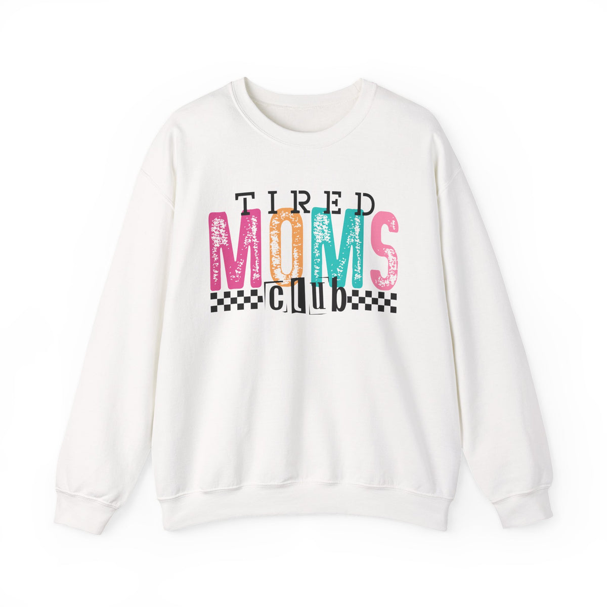 Tired Moms Club Pastel – Gildan Heavy Blend | Trendy Women’s Soft Sweatshirt. Direct to Garment. Printed & Shipped in the USA. Unisex Sizes.