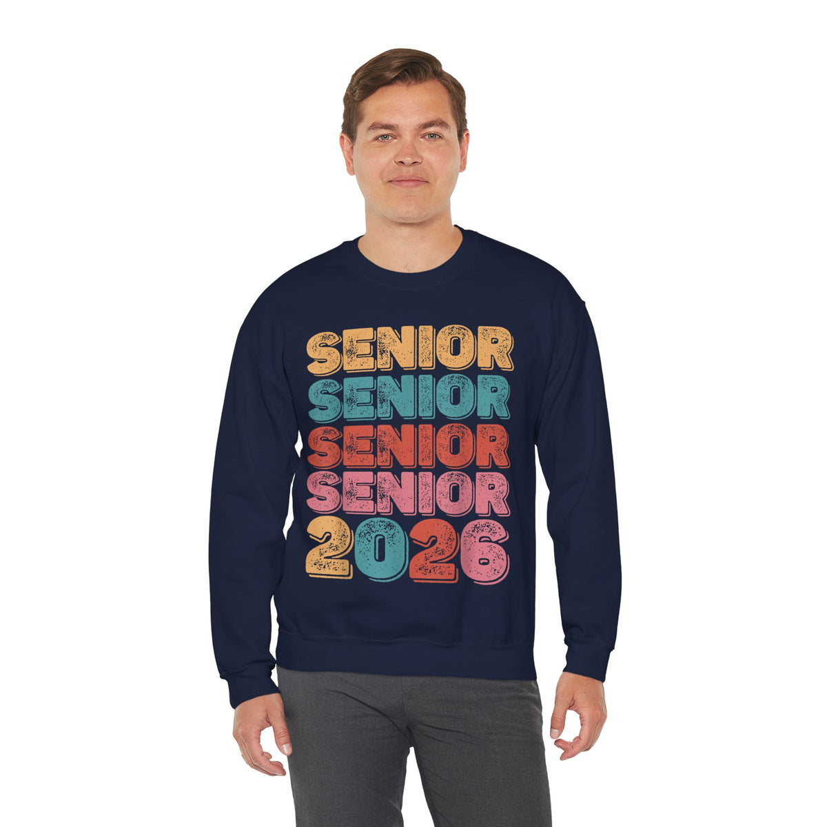 Senior Class of 2026 Retro – Gildan Heavy Blend | Trendy Men's and Women’s Soft Sweatshirt. Direct to Garment. Printed & Shipped in the USA. Unisex Sizes.