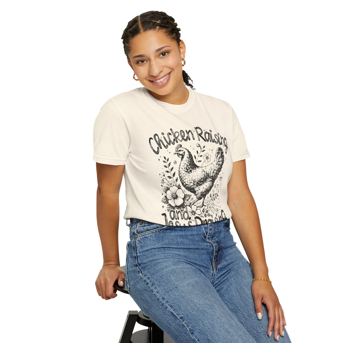 Chicken Raising and Jesus Praising - Comfort Colors | Trendy Men's and Women's T-Shirt. Direct to Garment. Printed & Shipped in the USA. Unisex Sizes.