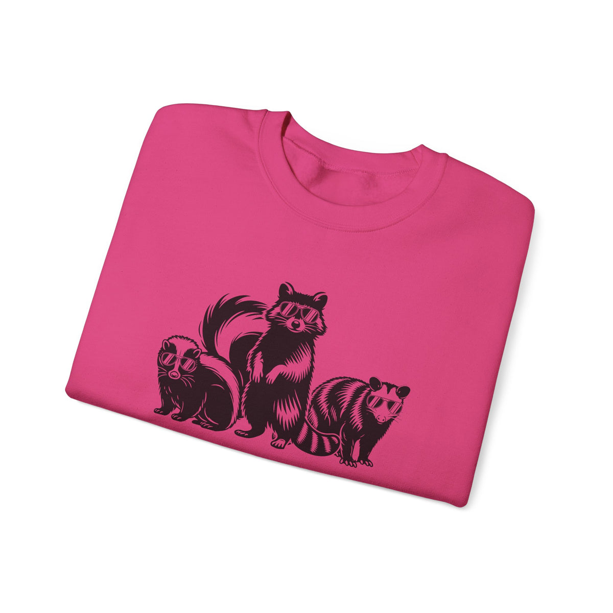 Stay Trashy, Skunk Raccoon Possum – Gildan Heavy Blend | Trendy Women’s and Men's Soft Sweatshirt. Direct to Garment. Printed & Shipped in the USA. Unisex Sizes.