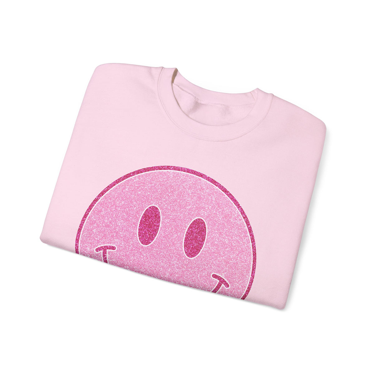 Glitter Smiley – Gildan Heavy Blend | Trendy Women’s Soft Sweatshirt. Direct to Garment. Printed & Shipped in the USA. Unisex Sizes.
