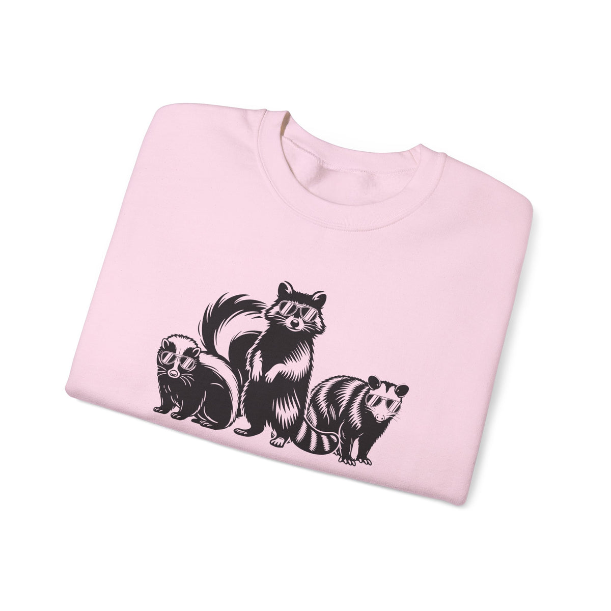 Stay Trashy, Skunk Raccoon Possum – Gildan Heavy Blend | Trendy Women’s and Men's Soft Sweatshirt. Direct to Garment. Printed & Shipped in the USA. Unisex Sizes.