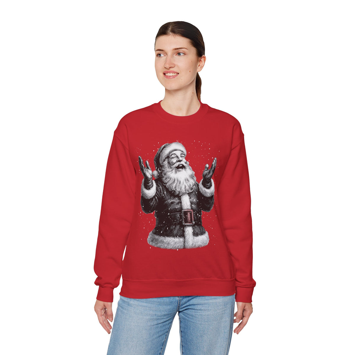 Joyful Santa - Black and White Vintage – Gildan Heavy Blend | Trendy Women’s and Men's Soft Sweatshirt. Direct to Garment. Printed & Shipped in the USA. Unisex Sizes.