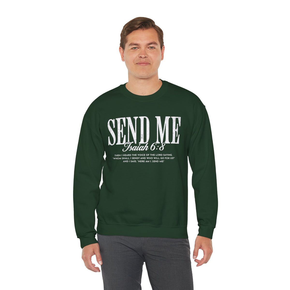 Send Me, Vintage - Faith – Gildan Heavy Blend | Trendy Women’s and Men's Soft Sweatshirt. Direct to Garment. Printed & Shipped in the USA. Unisex Sizes.