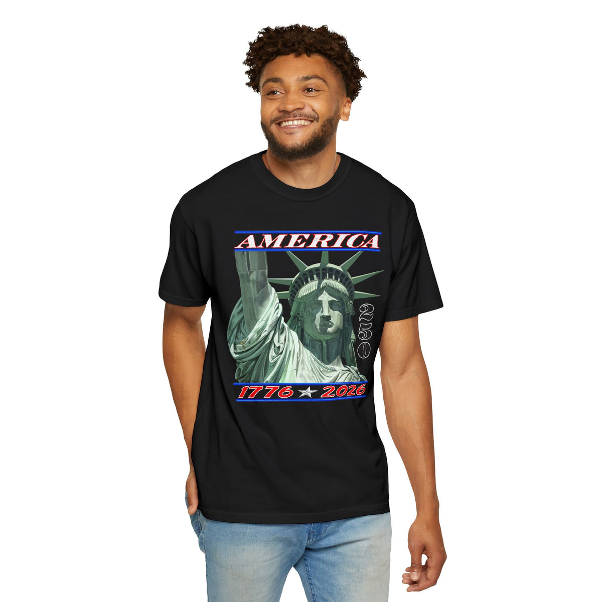 America's 250th Birthday, Statue of Liberty - Comfort Colors | Trendy Men's and Women's T-Shirt. Direct to Garment. Printed & Shipped in the USA. Unisex Sizes.