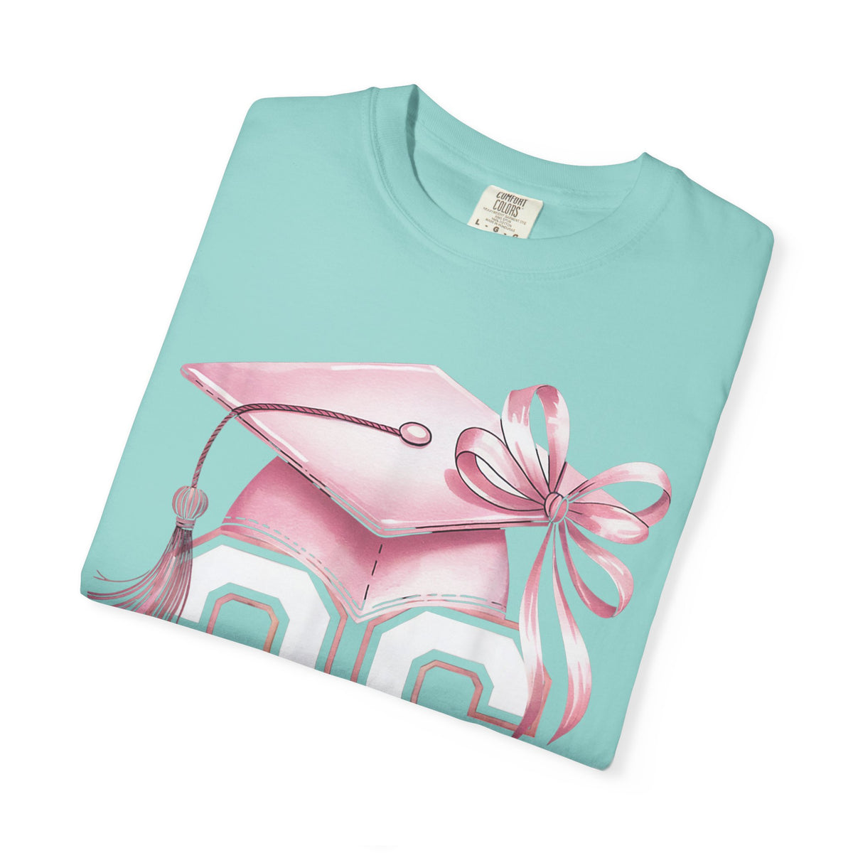 Pink Coquette, Class of 2026 Graduation Cap - Comfort Colors | Trendy Women's T-Shirt. Direct to Garment. Printed & Shipped in the USA. Unisex Sizes.