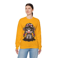 Cute Highland Cow 'Hot Mess' In Braids – Gildan Heavy Blend | Trendy Women’s Soft Sweatshirt. Direct to Garment. Printed & Shipped in the USA. Unisex Sizes.