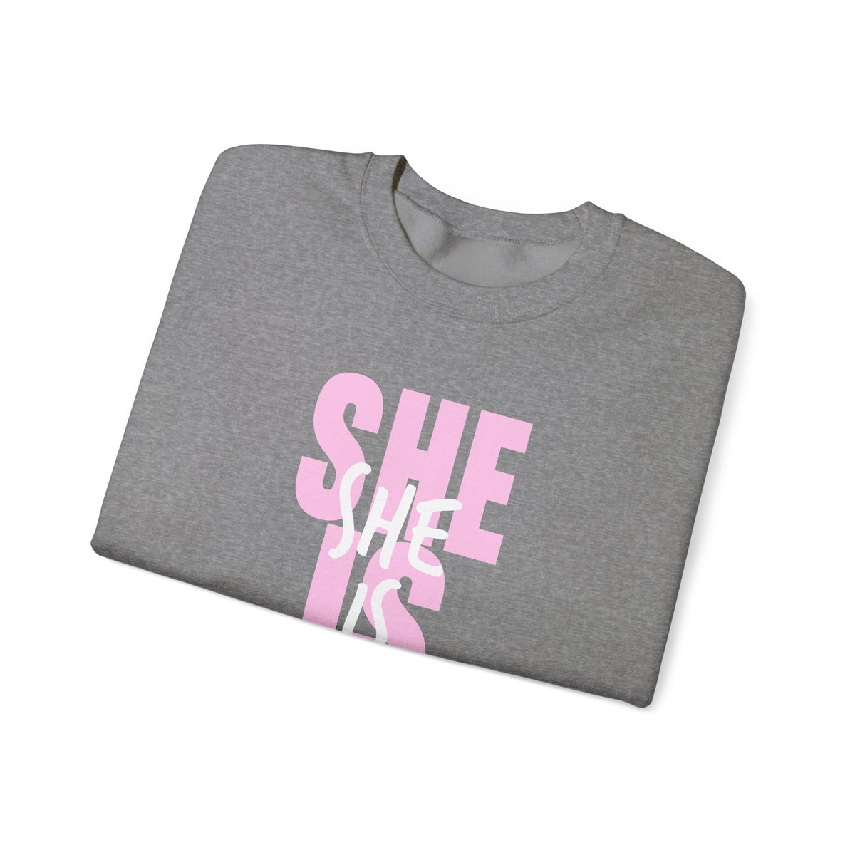 She Is Worthy – Gildan Heavy Blend | Trendy Women’s Soft Sweatshirt. Direct to Garment. Printed & Shipped in the USA. Unisex Sizes.