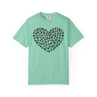 Dog Paw Heart - Comfort Colors | Trendy Women's T-Shirt. Direct to Garment. Printed & Shipped in the USA. Unisex Sizes.