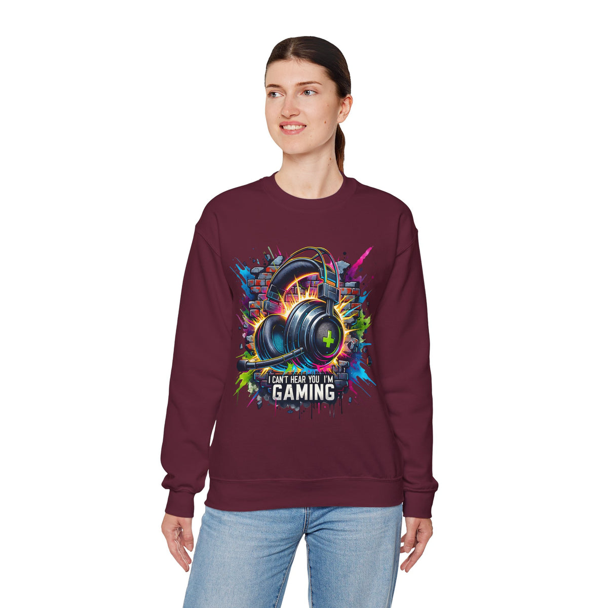 Gaming Headset I Can't Hear You, I'm Gaming – Gildan Heavy Blend | Trendy Women’s and Men's Soft Sweatshirt. Direct to Garment. Printed & Shipped in the USA. Unisex Sizes.