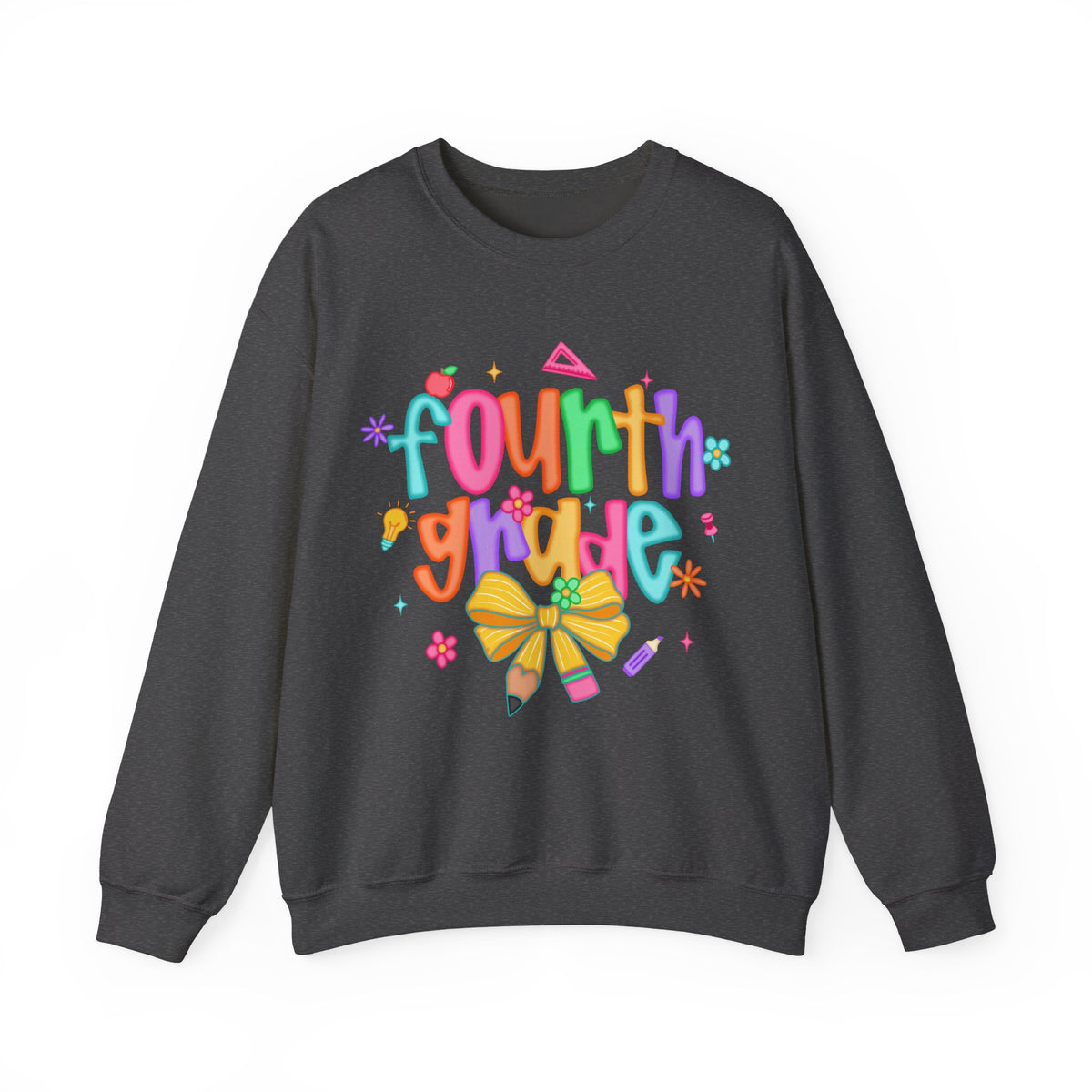 Coquette Fourth Grade Pencil Bow – Gildan Heavy Blend | Trendy Women’s Soft Sweatshirt. Direct to Garment. Printed & Shipped in the USA. Unisex Sizes.