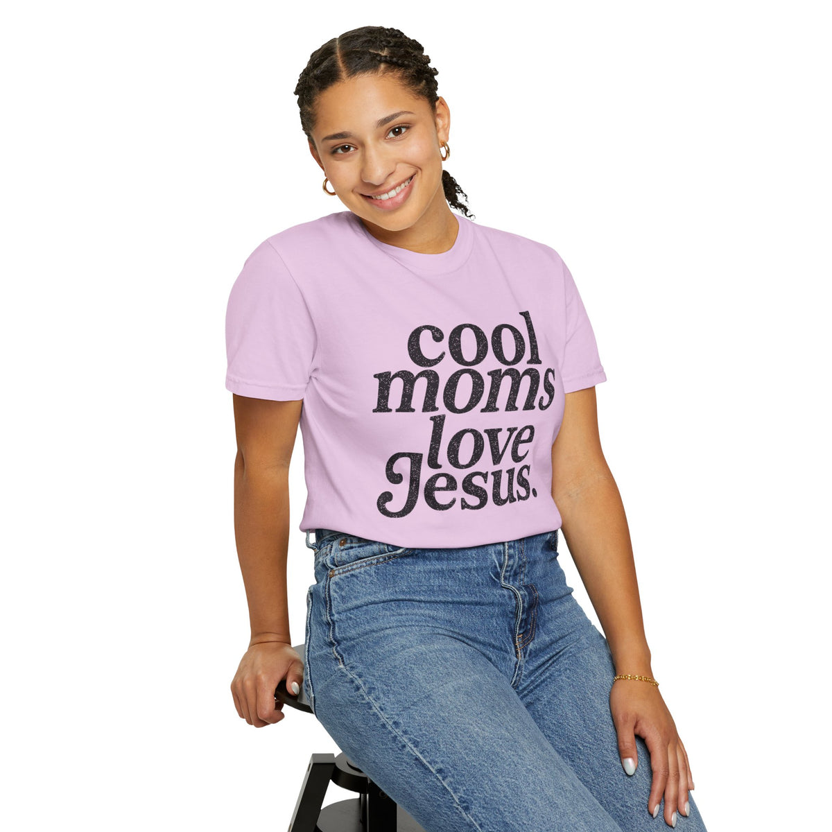 Cool Moms Love Jesus, Vintage - Comfort Colors | Trendy Women's T-Shirt. Direct to Garment. Printed & Shipped in the USA. Unisex Sizes.