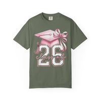 Pink Coquette, Class of 2026 Graduation Cap - Comfort Colors | Trendy Women's T-Shirt. Direct to Garment. Printed & Shipped in the USA. Unisex Sizes.