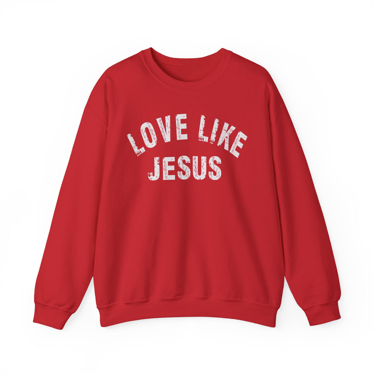 Love Like Jesus - Distressed – Gildan Heavy Blend | Trendy Men's and Women’s Soft Sweatshirt. Direct to Garment. Printed & Shipped in the USA. Unisex Sizes.