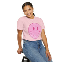 Faux Glitter Smiley - Comfort Colors | Trendy Women's T-Shirt. Direct to Garment. Printed & Shipped in the USA. Unisex Sizes.