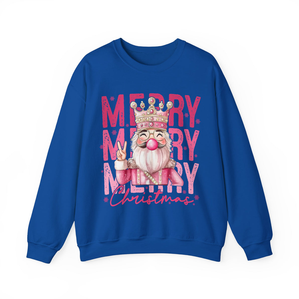 Merry Christmas - Cute Pink Bubblegum Nutcracker – Gildan Heavy Blend | Trendy Women’s Soft Sweatshirt. Direct to Garment. Printed & Shipped in the USA. Unisex Sizes.