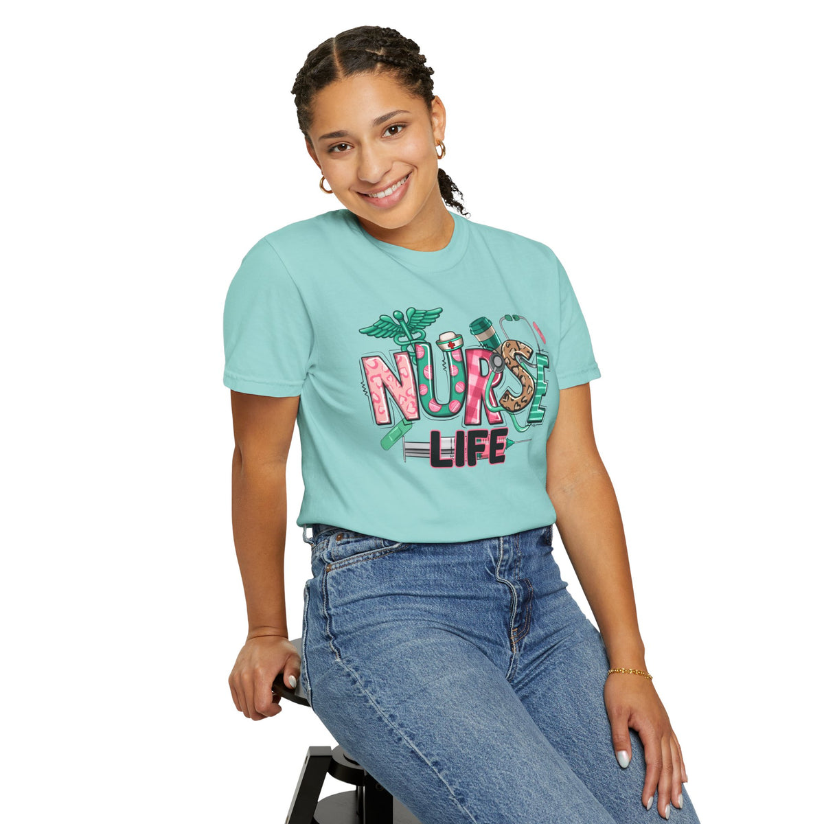 Nurse Life Cute Preppy Healthcare - Comfort Colors | Trendy Women's T-Shirt. Direct to Garment. Printed & Shipped in the USA. Unisex Sizes.