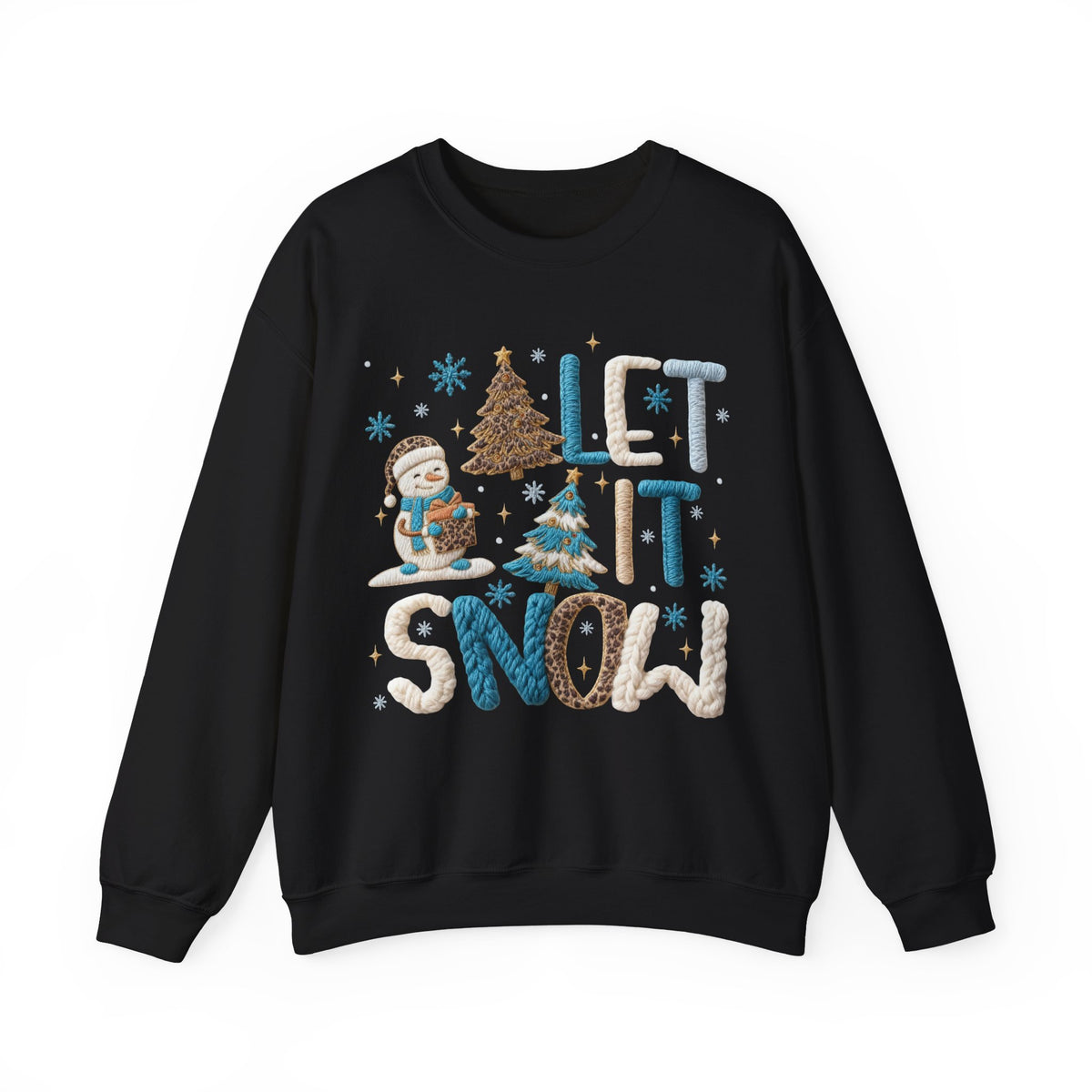 Let It Snow, Snowman – Gildan Heavy Blend | Trendy Women’s Soft Sweatshirt. Direct to Garment. Printed & Shipped in the USA. Unisex Sizes.