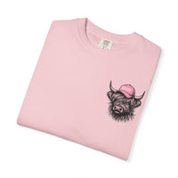 Head Heffa Highland Cow, Front & Back Print - Comfort Colors | Trendy Women's T-Shirt. Direct to Garment. Printed & Shipped in the USA. Unisex Sizes.
