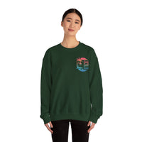 Sun Salt Sand, Beach Sunset - Front & Back Print – Gildan Heavy Blend | Trendy Women’s and Men's Soft Sweatshirt. Direct to Garment. Printed & Shipped in the USA. Unisex Sizes.