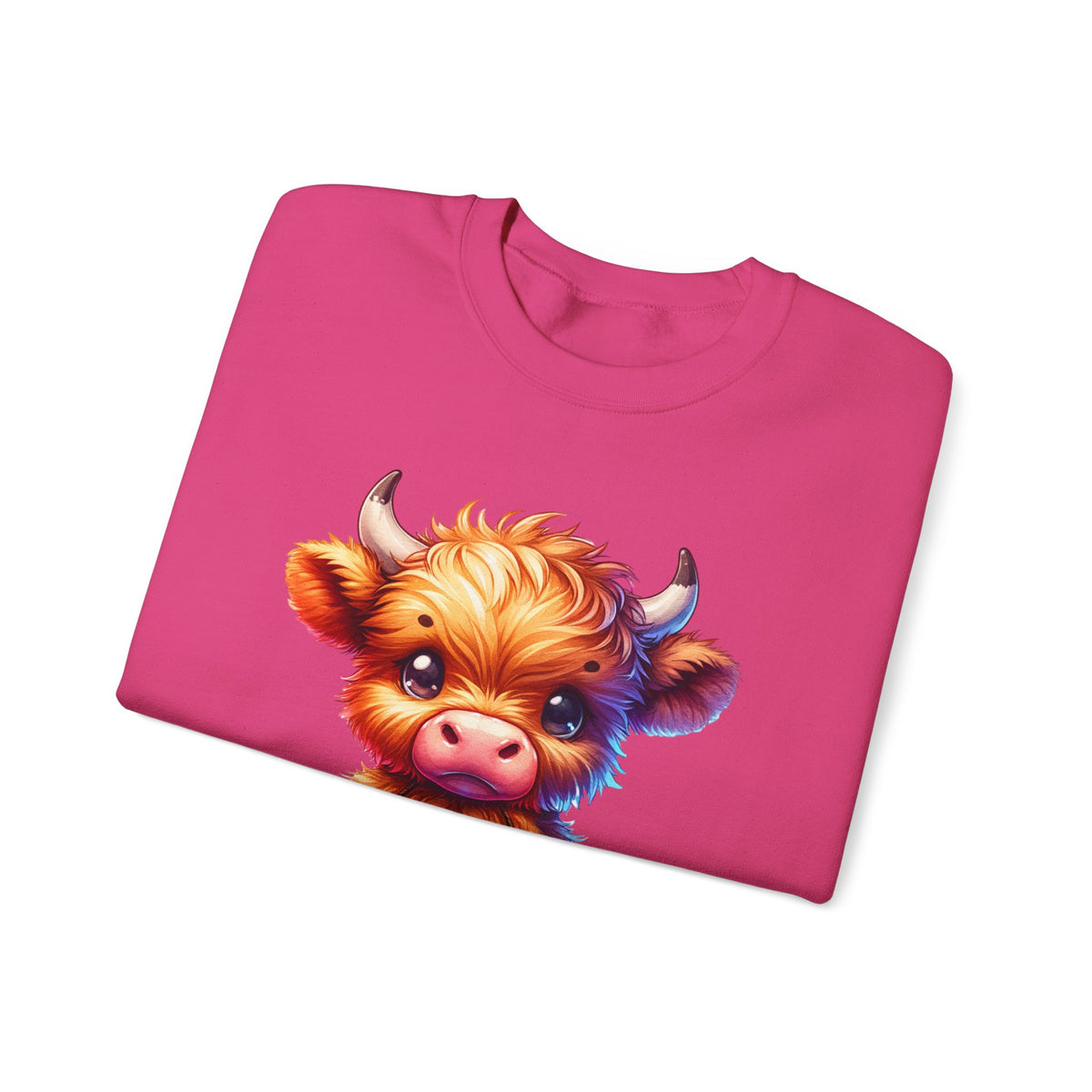 Sugar Addict Highland Cow – Gildan Heavy Blend | Trendy Women’s Soft Sweatshirt. Direct to Garment. Printed & Shipped in the USA. Unisex Sizes.