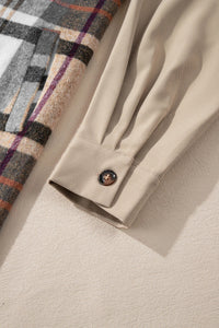 Khaki Plaid Patchwork Mini Dress