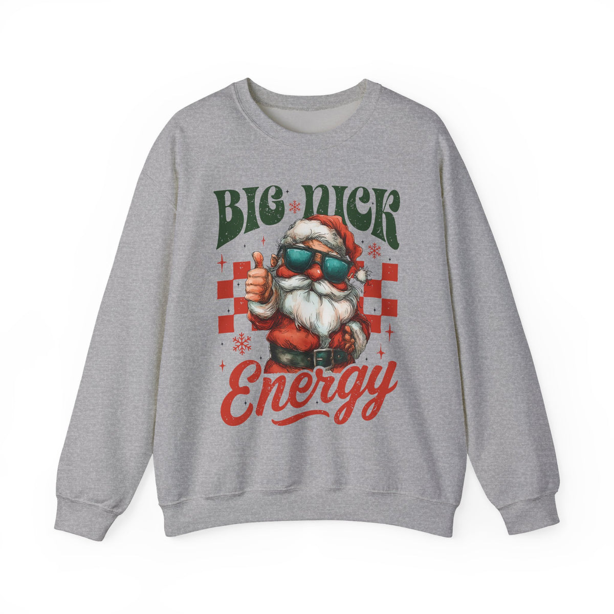 Big Nick Energy - Retro Santa Thumbs Up – Gildan Heavy Blend | Trendy Men's and Women’s Soft Sweatshirt. Direct to Garment. Printed & Shipped in the USA. Unisex Sizes.