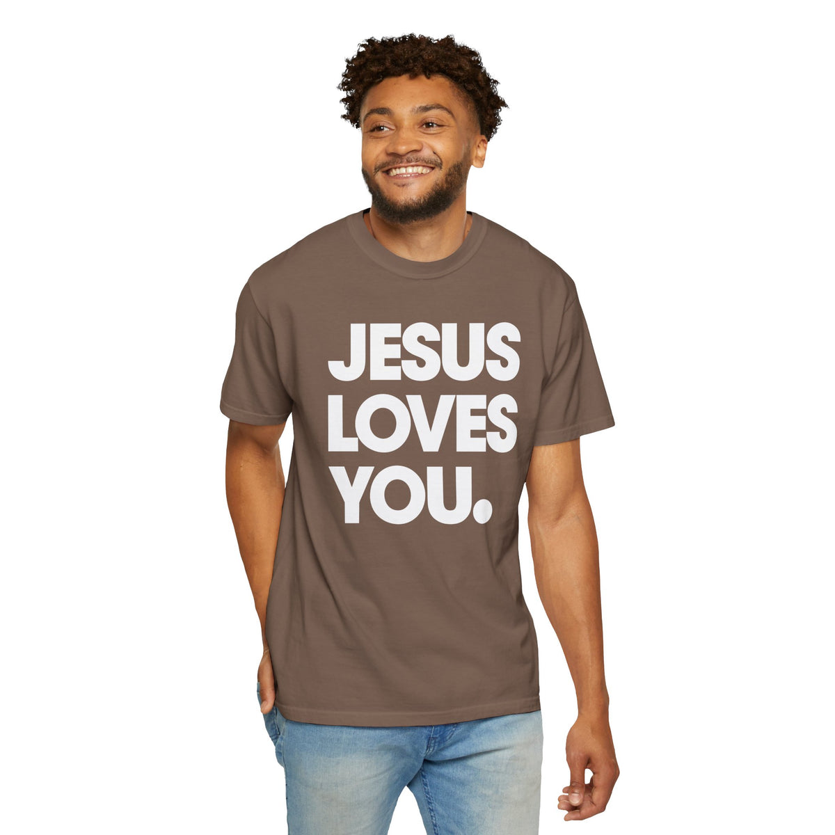 Jesus Loves You - Comfort Colors | Trendy Women's and Men's T-Shirt. Direct to Garment. Printed & Shipped in the USA. Unisex Sizes.