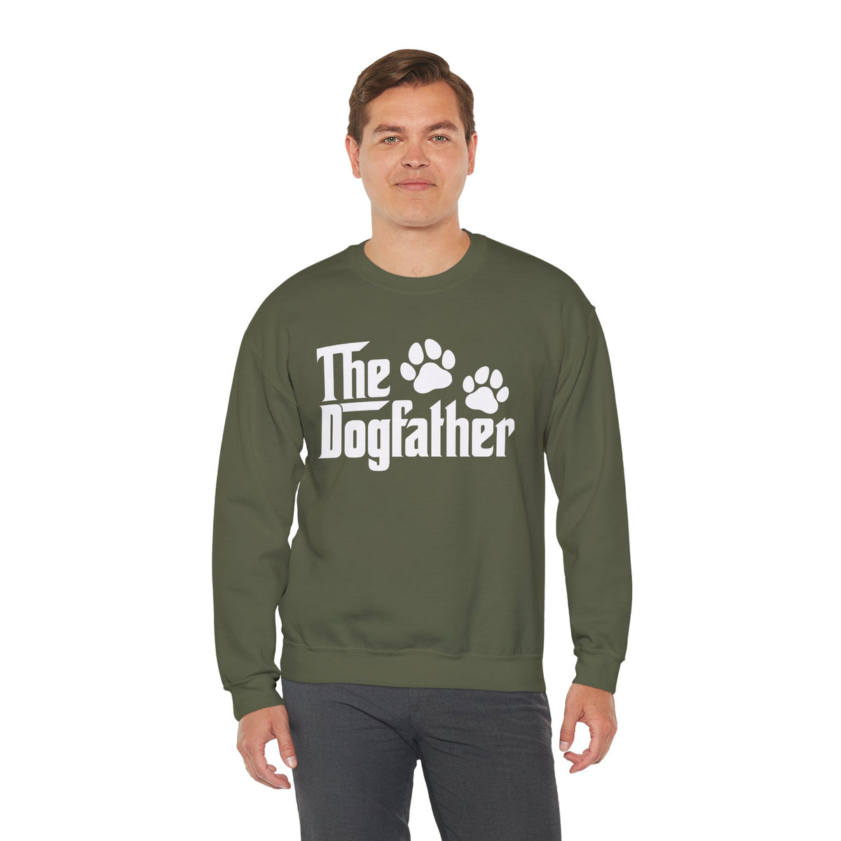 The DogFather – Gildan Heavy Blend | Trendy Men's Soft Sweatshirt. Direct to Garment. Printed & Shipped in the USA. Unisex Sizes.