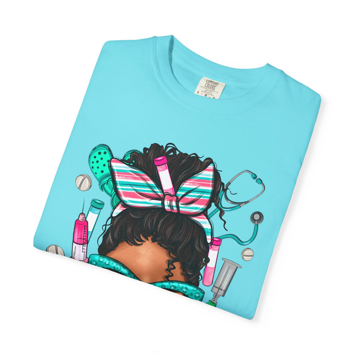 Phlebotomist Life, Messy Bun - Comfort Colors | Trendy Women's T-Shirt. Direct to Garment. Printed & Shipped in the USA. Unisex Sizes.