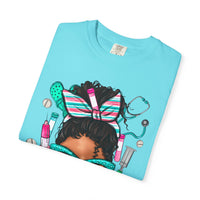 Phlebotomist Life, Messy Bun - Comfort Colors | Trendy Women's T-Shirt. Direct to Garment. Printed & Shipped in the USA. Unisex Sizes.