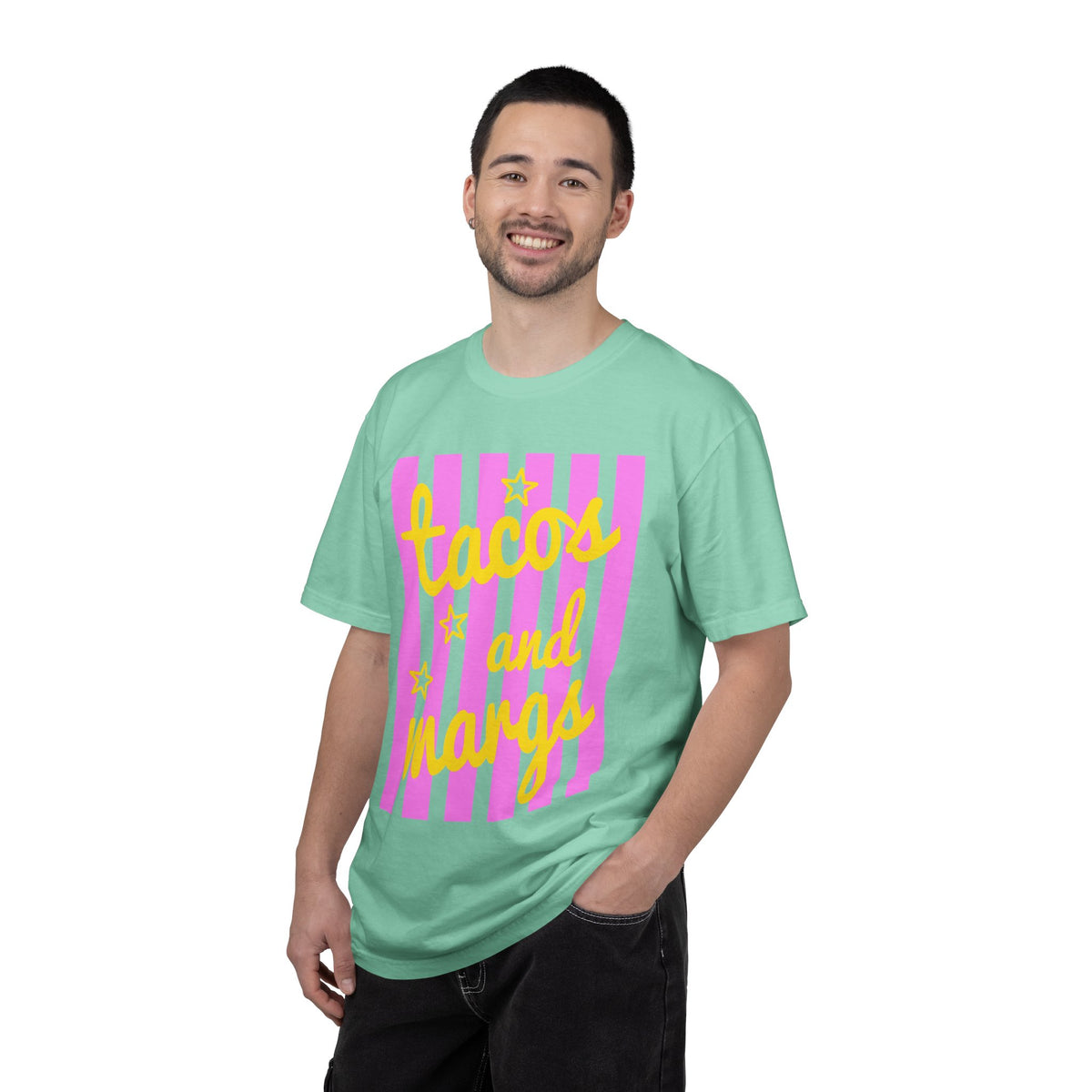Tacos and Margs - Comfort Colors | Trendy Women's T-Shirt. Direct to Garment. Printed & Shipped in the USA. Unisex Sizes.