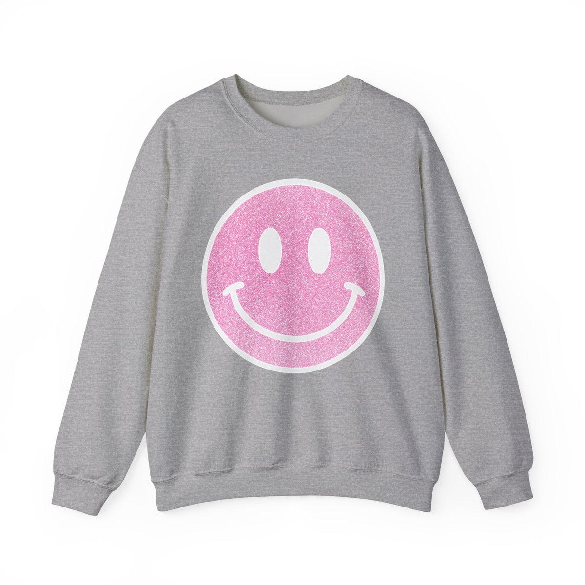 Glitter Smiley – Gildan Heavy Blend | Trendy Women’s Soft Sweatshirt. Direct to Garment. Printed & Shipped in the USA. Unisex Sizes.