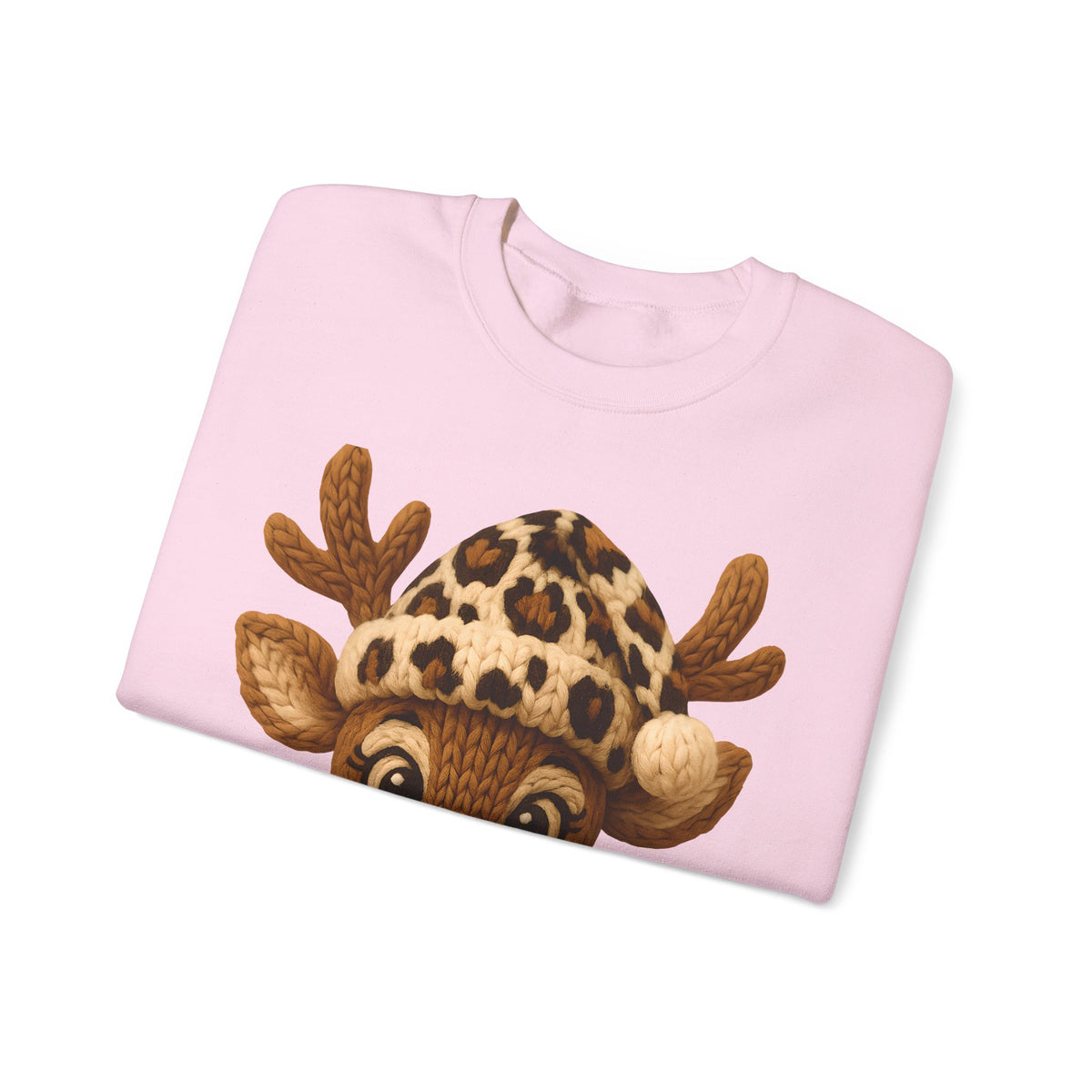 Rudolph Reindeer Leopard Santa Hat Christmas – Gildan Heavy Blend | Trendy Women’s Soft Sweatshirt. Direct to Garment. Printed & Shipped in the USA. Unisex Sizes.