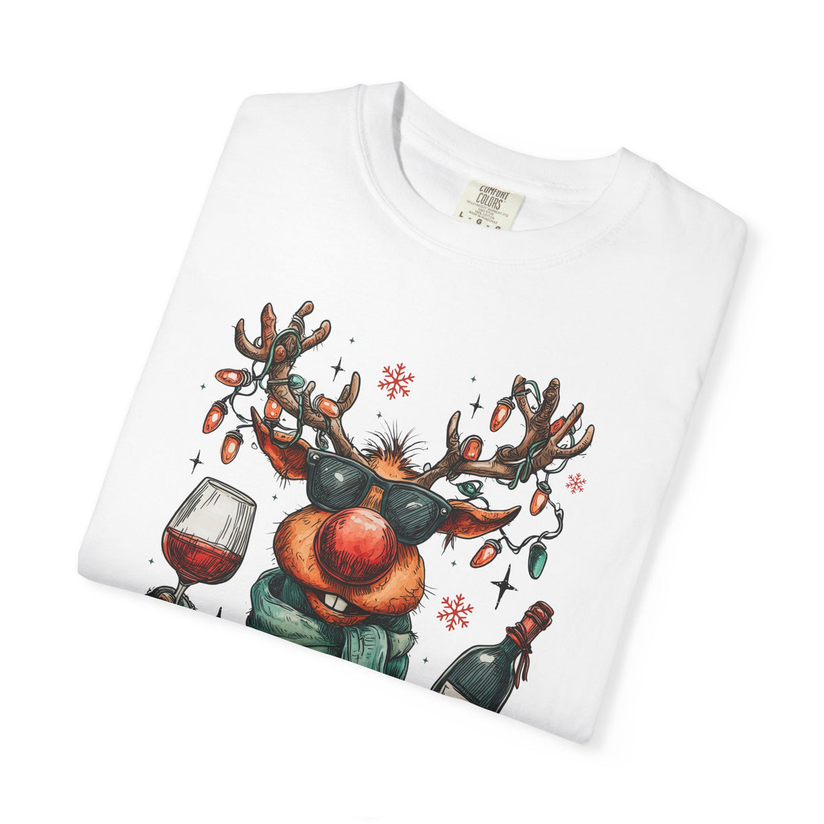 Merry & Mischievous Reindeer - Comfort Colors | Trendy Women's and Men's T-Shirt. Direct to Garment. Printed & Shipped in the USA. Unisex Sizes.